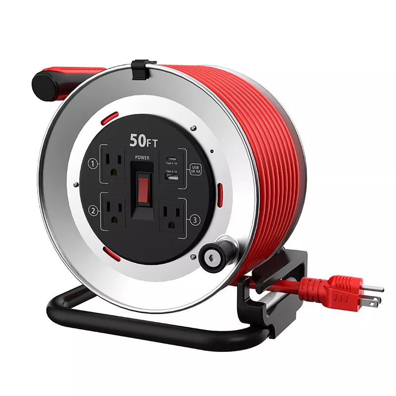 3 verkooppunten USB4A Metal Cord Reel 50ft